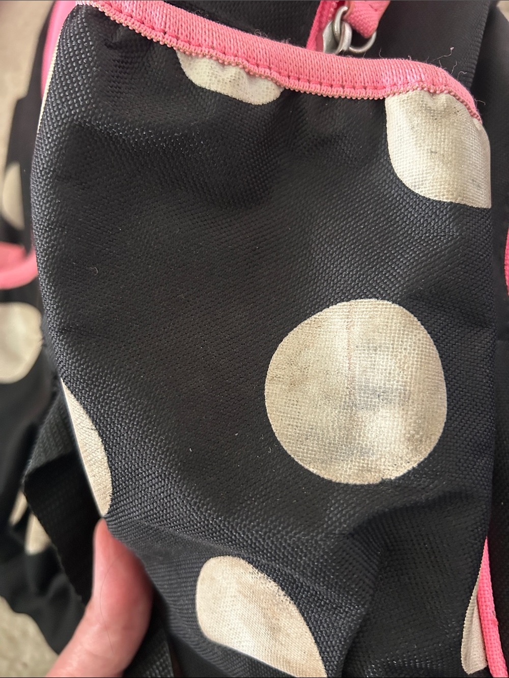 ☮️Justice Backpack - Black & Pink Polka Dots with Glitter J ☮️ - Picture 12 of 14